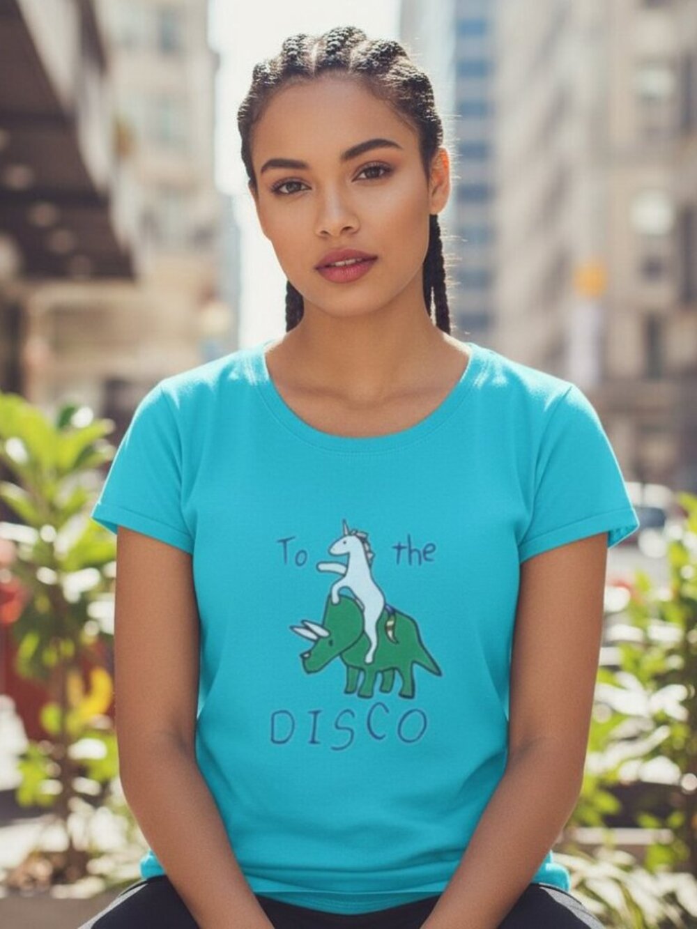 Y2K Rainbow Unicorn Dino Graphic Tee XL To The Disco Kawaii Punk Goth